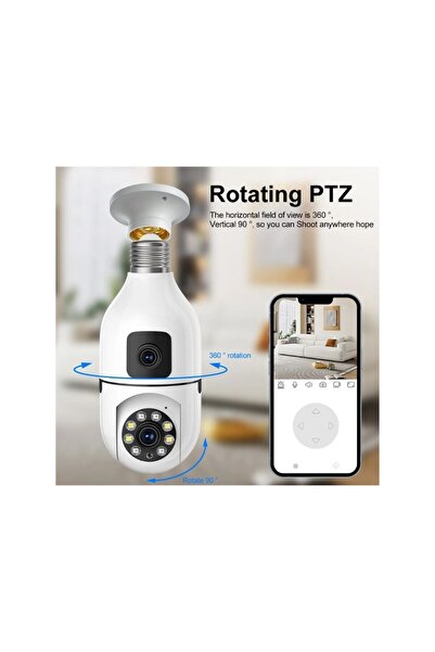 RAYTENG Wifi 360 Panoramik Ampul Kamera Gece Görüş Ses Akıllı Hareket Algılayıcı