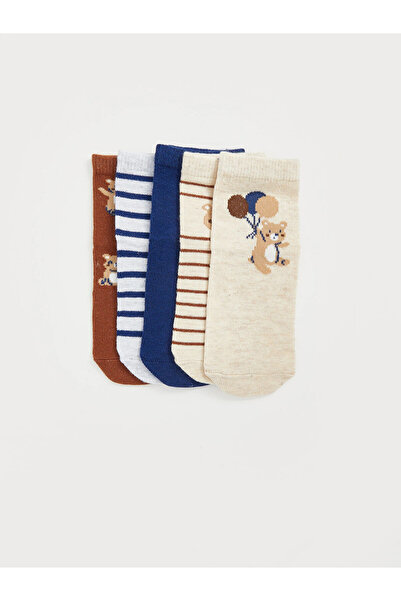 LC Waikiki LCW Бебешки бежови чорапи за момчета, 5 чифта