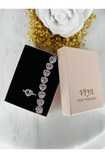 VİYA Vivienne Love 2'li Set Bileklik Yüzük Set Sevgiliye Kız Arkadaşa Hediye