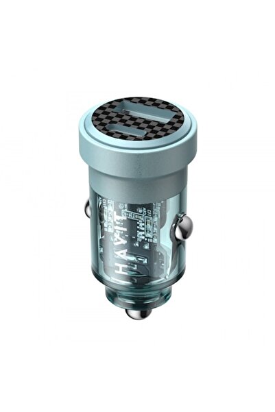 Uno Încărcător auto, Tip-C și USB, PD 30W, 3A, Policarbonat, Albastru