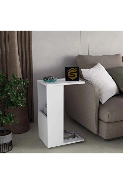 Stylish Home White serving table with wheels