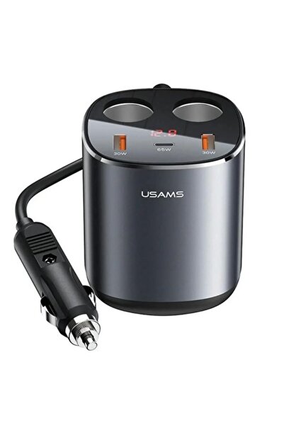 Usams Car Charger Type-C, 2x USB, 245W, I61, Silicone, Grey