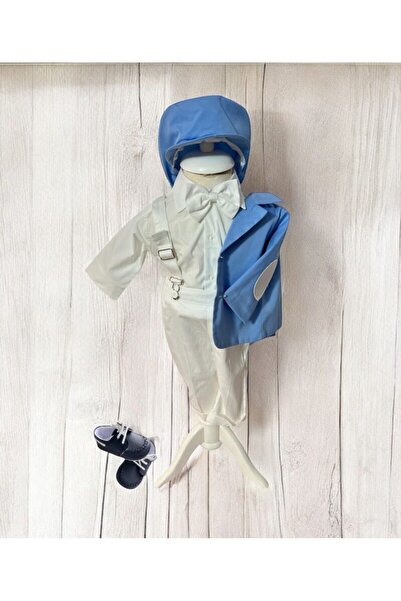 Botez Costum baietel Alexandru- alb blue