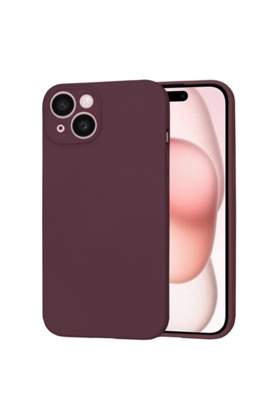 Techsuit Silicone Case for iPhone 15 (Plum Red)