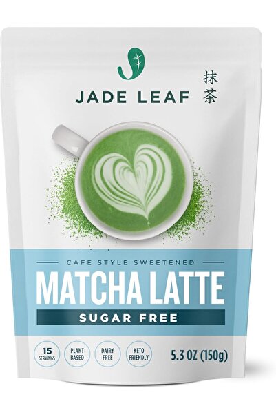Jade Leaf Matcha مسحوق لاتيه ماتشا عضوي خالي من السكر، على طريقة المقهى، 15 حصة (150 جم)