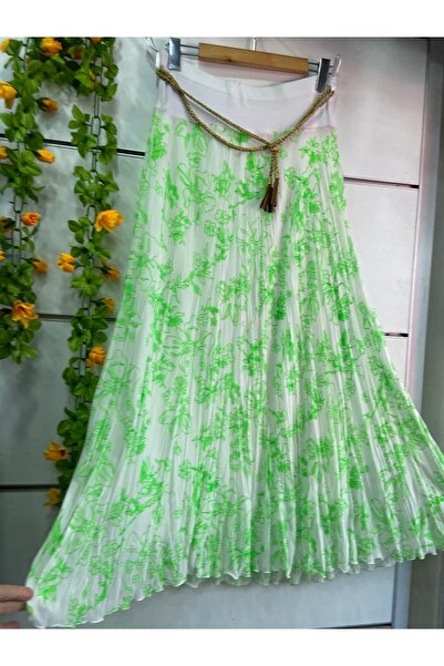 edu collection Patterned Chiffon Boho A-Line Skirt with Lining