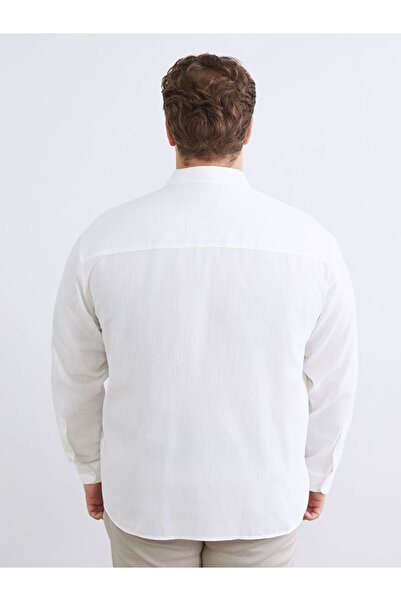 LC Waikiki LCW Vision Büyük Beden Regular Fit Uzun Kollu Armürlü Erkek Gömlek