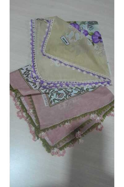 Papatyam قطعتان من التطريز القطني والكروشيه مقاس 100*100 سم // تطريز يمني بال...