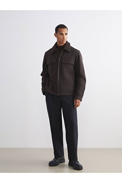 LC Waikiki LCW Vision Standart Kalıp Gömlek Yaka Erkek Kaşe Mont