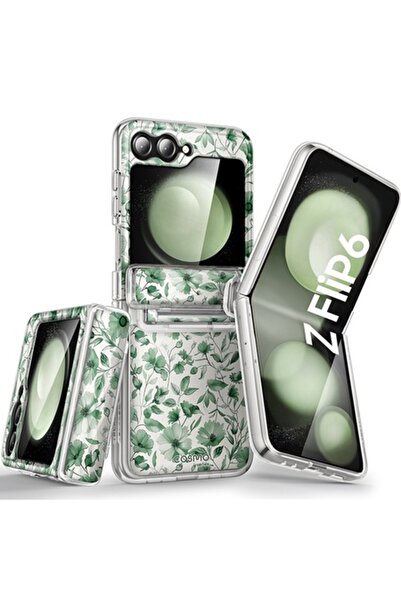 Juls Carcasă pentru Samsung Galaxy Z Flip6, V89, poliuretan, model floral verde