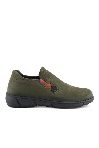 İNZE AYAKKABI Khaki Green Genuine Leather Casual Shoes Model Name: Turmalin