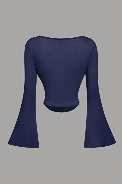 Tarz Cool Women's Lycra Draped Long Spanish Sleeve Crop Blouse