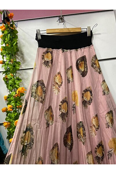 edu collection Patterned Chiffon Bell Skirt with Lining