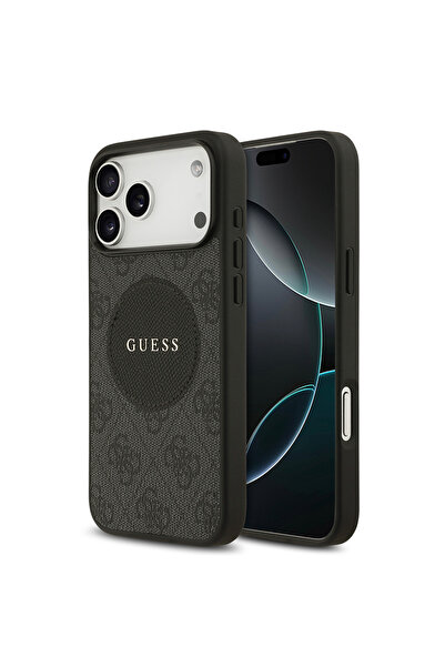 Guess iPhone 17 Pro Max Uyumlu Kılıf Lisanslı M-safeli Yazı Logolu Circle Classic Kapak Siyah