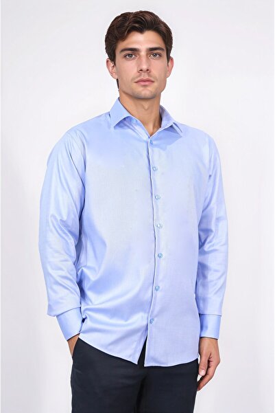 Velvarde Regular Italian Collar Diagonal Blue Shirt