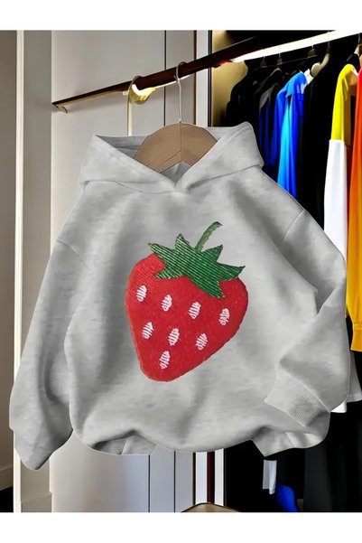 oneagılyazı Strawberry Printed Hooded Sweatshirt