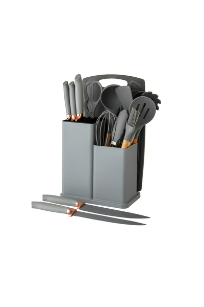 Dania 🍽️ Luxury 19-piece kitchen tool set in gray and rose gold - elegant modern design ✨