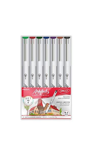 Daco Set de stilouri Graphic Architect Color Liner - 7 bucăți, 0,4 mm