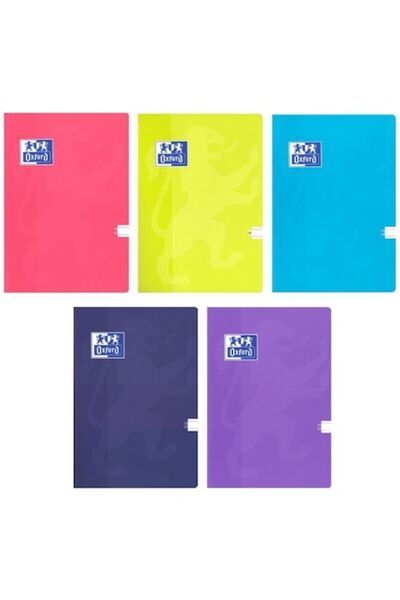 Oxford Set de 5 caiete A5, 48 de coli, pătrate, hârtie Optik, copertă laminată