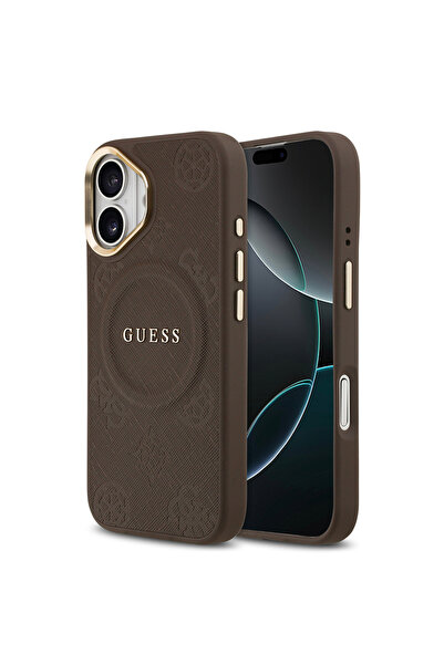 Guess iPhone 17 Uyumlu Kılıf Lisanslı M-safeli Sıcak Baskılı Yazı Logolu PU D...