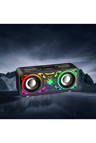 Lenyes S842 RGB Led Işıklı TWS Uyumlu  Bluetooth Hoparlör v5.3 18W Siyah