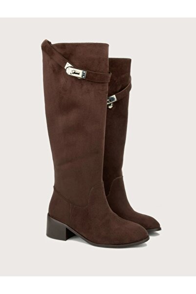 butikpabuc أحذية ركوب الخيل من جلد الغزال البني