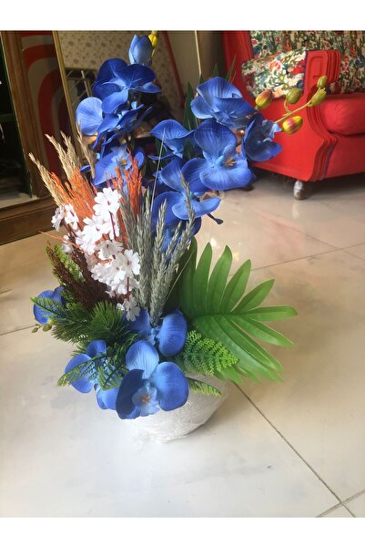 CYSA SAKSIDA YAPAY ÇİÇEK ÇİFT DALLI DEKORATİF DETAYLI MAVİ ORKİDE