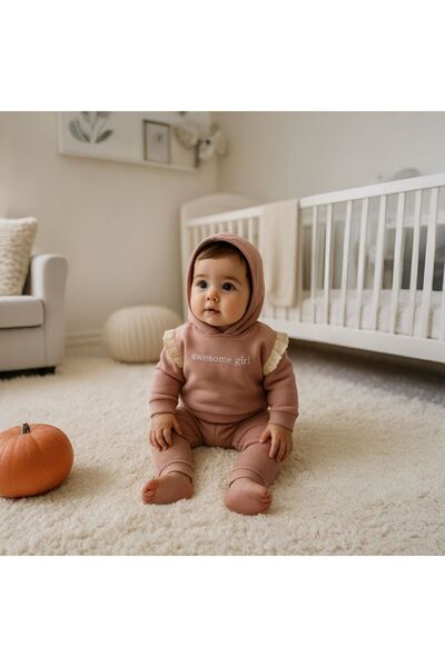 AGUBUBU 2-Piece Baby Set with Written Text, Ruffle Sleeve Detail