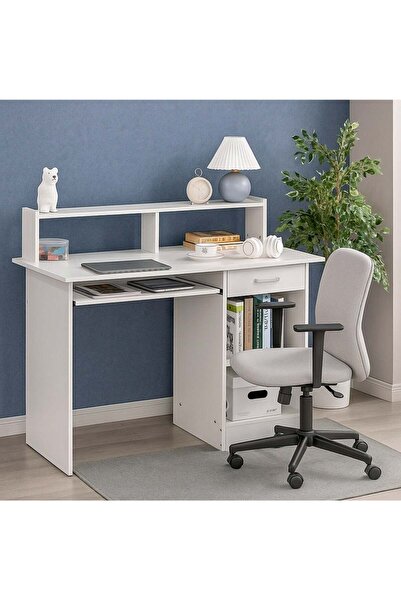 AGD Modern Versatile Home Office Desk, Practical Elegant Design, 106x50x74 cm, White