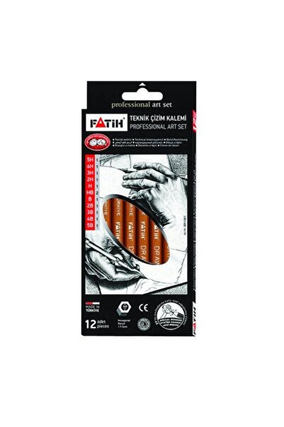 Fatih Set de 12 creioane grafice, diverse mine, corp hexagonal din lemn
