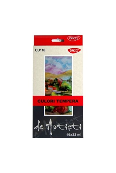 Daco Vopsea Tempera pentru Artist, Set de 10 Culori, Tub de 22 ml, Multicoloră