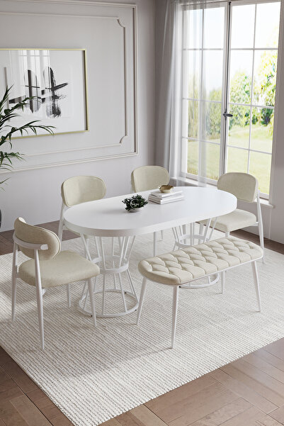 BY ORHAN GÜZEL BOHEM POLO MUTFAK MASASI TAKIMI 6 KİŞİLİK BENCLİ