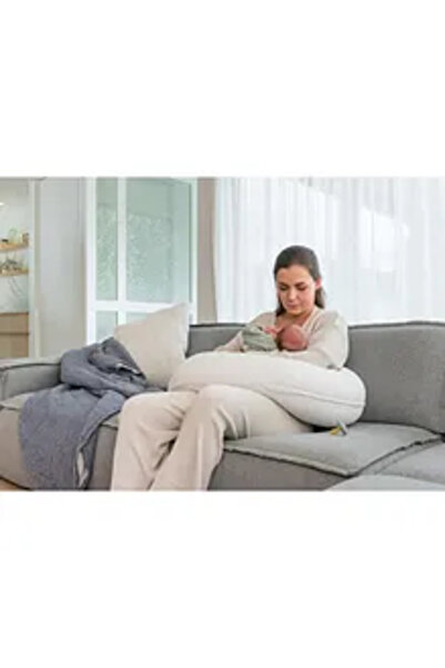 Doomoo Buddy Maternity & Nursing Pillow - Organic Cotton Cover, 180 cm (Silve...