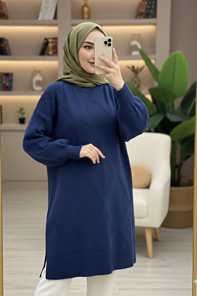 FERHEL سترة تونيك منسوجة بنمط فيتيل البقلاوة