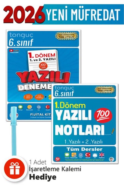 Tonguç Yayınları 6. Sınıf 1. Dönem 1 ve 2. Yazılı Denemeleri -Yazılı Notları ...