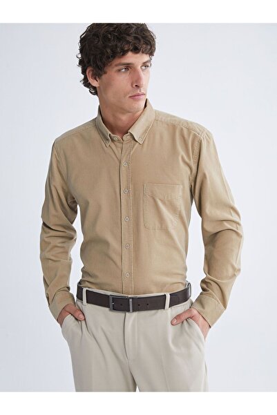 LC Waikiki LCWAIKIKI Classic Regular Fit Uzun Kollu Kadife Erkek Gömlek