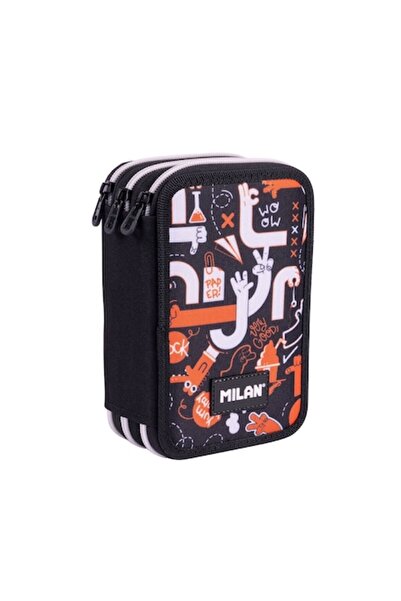 Milan 3F Equipped Pencil Case MILAN, black/multicolor, 21 x 8 x 5 cm