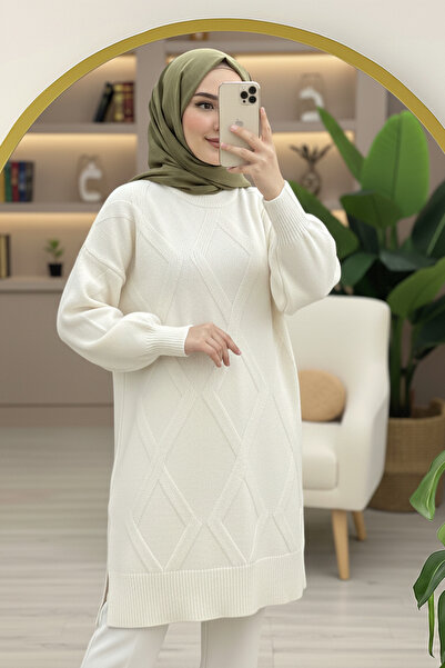 Kirazgym Baklava Wick Pattern Soft Yarn Knitwear Tunic Sweater