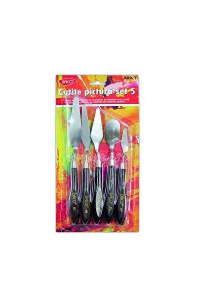 Daco Set cuțite de pictat, diverse forme și dimensiuni, 5 buc/set, lemn/metal