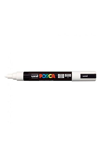 Uni Marker POSCA PC-5M, vârf pâslă/buton 1,8-2,5 mm, alb