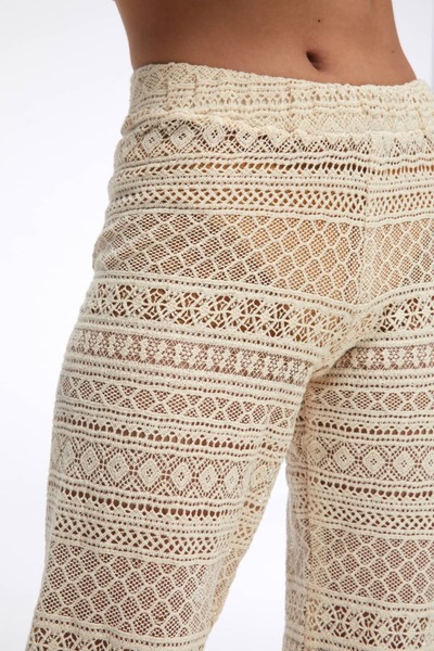 By Mare Style Geometric Pattern Organic Cotton Beige Color Beach Pants