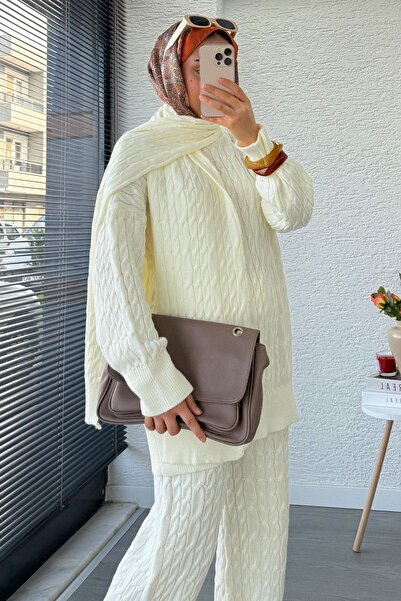 MELEK ARAZ Set de tricotaje pentru femei cu model de tricotat premium cu deta...