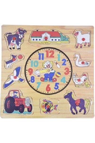 ALİBEİBEİ Wooden clock puzzle with helper handle, 11 pieces