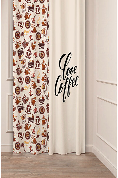 GREENDECOR Coffe Time Espresso Latte Café Zamanı Model Boem Design special cu imprimeu digital Perdele de fundal în stil elegant