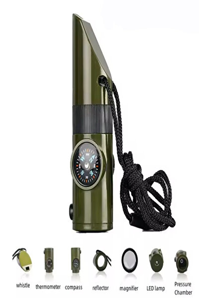 Tor Store 7 in 1 Acil Durum Düdüğü El Feneri Termometre Pusula Büyüteç Depola...