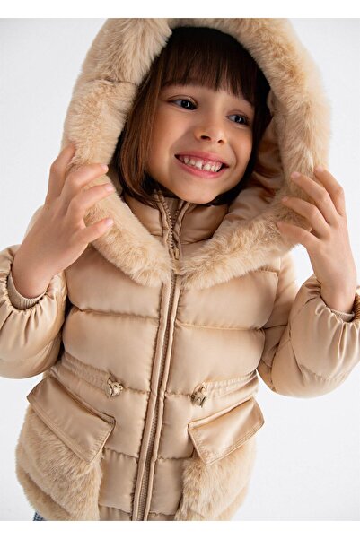 Abel & Lula Mayoral Abel&Lula Girls' Fur Hooded Short Coat