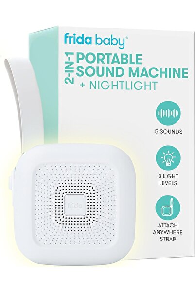 FridaBaby جهاز فريدا بيبي الصوتي المحمول ٢ في ١ مع ضوء ليلي (ضوضاء بيضاء لعربة الأطفال/مقعد السيارة)