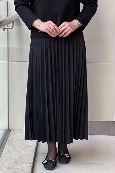 Ceremony Thin Pleated Suede Skirt