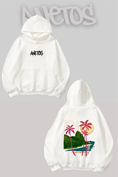 Anetos سويت شيرت أبيض بقلنسوة مطبوع عليه ريو آيدا