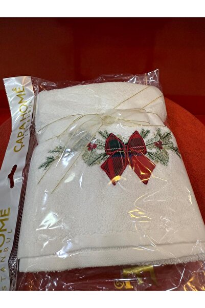Çapa Home New Year Christmas Themed Premium Quality Gift Cotton Hand and Face Towel 50X90